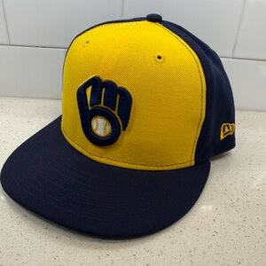 Men's Milwaukee Brewers New Era Navy/Yellow Alternate Authentic 6 7/8